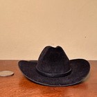 Black Cowboy Hat In Barbie Doll Scale With Kangaroo Leather Lace Hatband