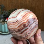 Pork Stone Sphere Natural Red Banded Calcite Crystal Ball Mineral Home Decor7733