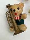 Lot Of 5 Vintage Teddy Bear Christmas Ornaments Flocked