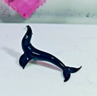 Vintage Hand Blown Glass Mini Black And White Walrus Figurine 3  L X 2  T