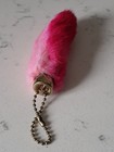 Vintage Red   Pink Lucky Charm Usa Rabbit s Foot Keychain W  Brass Chain Topper 
