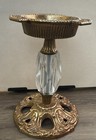 Vintage Ornate Hollywood Regency Brass-colored   Glass Candle Stick Holder