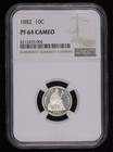 1882 Liberty Seated Dime Ngc Pf-64 Cameo Proof