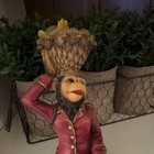 Monkey Butler Figurine With Red Coat jacket  Basket On Head Shelf Sitter