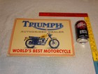Vintage Triumph Motorcycles Dealer Porcelain Metal Gasoline   Oil Sign Lo Enamel