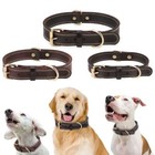 Genuine Leather Dog Collar Durable Alloy Hardware For Medium Extra Large Dogs
