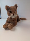 Vintage 1974 Dakin Plush Cat 20in Brown Flocked Kitty Stuffed Animal Worn Toy
