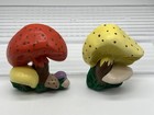 2 Vintage Mid Century 70s Duncan Ceramic Mushroom Wall Hanging Decor Garden