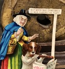 Victorian Die Cut Embossed Grandma W  Dog Playing Flute  jolly Dogs  Scrap - L3
