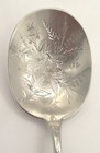 George Sharp Coin Silver Serving Spoon Bright Cut Floral Pattern In The Bowl