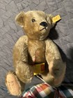 Vintage antique Steiff Mohair Germany Teddy Bear Button Bell Brown Ribbon Look 