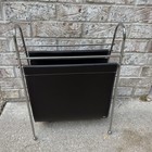 Vintage Mcm Contemporary Magazine Rack Chrome With Leather 80s 90s