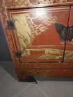 Vintage Chinese Chinoiserie Red Lacquer Cabinet Asian Armoire Hollywood Regency 