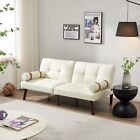 Convertible Futon Sofa Bed Linen Comfy Loveseat Sleeper Sofa With Removable Arm