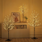 Led Lighted Cherry Blossom Tree  4ft  5ft And 6ft  Warm White  Pack Of 3  Decora