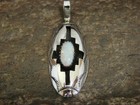 Native American Indian Sterling Silver   White Opal Shadow Box Pendant - Perry
