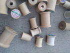 Vintage Wooden Spool Lot Thread No Thread Empty