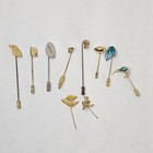 Vintage Gold Tone Stick Pin Lot Of 10 Lepel Scarf Brooch Kangaroo Leaf Bird
