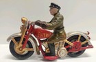 Cast Iron Patrol Officer On Motorcycle Vintage Reproduction 1990 s Very Clean
