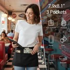 Black Waist Apron 3 Pockets Short Waiter Waitress Server Restaurant Apron