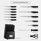 14 Pcs Kitchen Knife Block Set High Carbon Stainless Steel Cutlery W  Sharpener