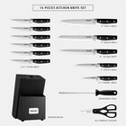 14pcs Kitchen Knife Block Set High Carbon Stainless Steel Cutlery W  Sharpener