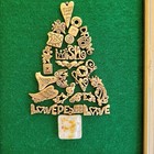 Handcrafted Christmas Tree Art Picture Made From Jewelry Love Wish Dream Peace