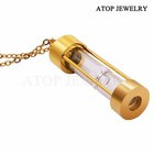 Hourglass Cremation Urn Necklace Stainless Memorial Ashes Holder Keepsake Golden