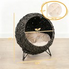 Rattan Cat Bed  Elevated Handwoven Cat Basket Bed With Soft Cushion