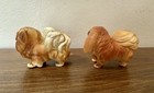 Vintage Miniature Pekingese Dog Figurines  Bone China Set Of 2 Adorable