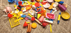 Large Lot Of 100  Vintage Plastic Child Kitchen Toy Dishes Plates Cups Mixed Lot