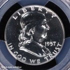 1957-p 50c Proof Silver Franklin Half Dollar Pcgs Pr 68