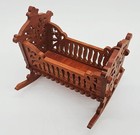 Doll Baby Crib Bassinette Hand Carved Wood Victorian-style Rocking Cradle Fretwo