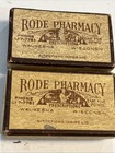 Vintage Drug Store Rode Pharmacy Prescription Pill Box For Pain X 2