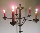 Vintage Funeral 5 Candle Candelabra Crucifix Height Adjust Floor Stand Display