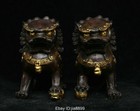 China Chinese Bronze Copper Gilt Fengshui Foo Fu Dog Guardion Lion Statue Pair