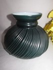 Vintage Emerald Green Cased Milk Glass Swirl Ribbed Hurricane Shade 7    Fitter