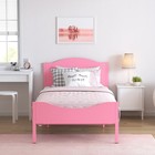 Kids Twin Metal Platform Bed Frame With Wood Headboard For Girls Toddler