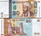 Tajikistan 20 Somoni 2018  Unc  2 Pcs Pair  Consecutive  P-25