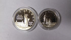 Proof 1986-s Statue Of Liberty Commemorative 2 Coin Set Silver Dollar Clad Half