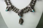 Vintage Navajo Turquoise Sterling Silver Squash Blossom Necklace 57 7g 19  