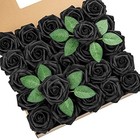  25pcs Artificial Roses Flowers Fake Roses With Stems Real Touch 25pcs Black