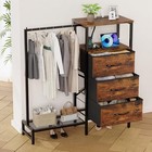 Dresser For Bedroom With Hanging Rack  3 Drawers Closet With Charging Brown