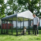Large Outdoor Dog Cage Fence Dog Playpen Puppy Run With Roof  Double Entry Doors