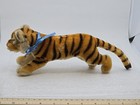 Vtg Steiff 9 running Mohair Tiger 1950 s-60 s Green Glass Eyes Blue Ribbon No Id
