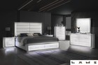 New 5pc Modern Italian Led Queen King Gloss White Contemporary Bedroom B d m n c