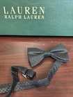 Polo Ralph Lauren Mens Black 100  Silk Pleated Cummerbund Bow Tie Cuff Links Md