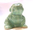 Antique 1930s Morton Pottery Green Bulldog Small 4  Figurine Succulent Planter