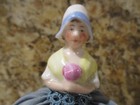 Vintage Woman With Hat And Flowers With Beautiful Full Skirt Dress Pin Cushion 