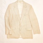 Vintage 100  Silk Sport Coat 44r Cream Tan Windowpane Blazer Usa Made